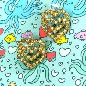 Vintage Rhinestone Heart Earrings